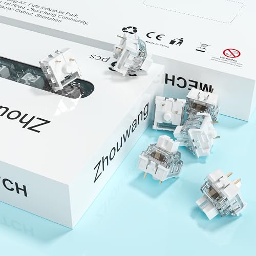 ZhouWang White Shark Keyboard Switch, Pre-Lubricated Dustproof Clicky Switch, Suitable for 3D-Printed Clickers and Gaming Mechanical Keyboards （36Pcs） - color: White Shark(Clicky）, size: 36Pcs