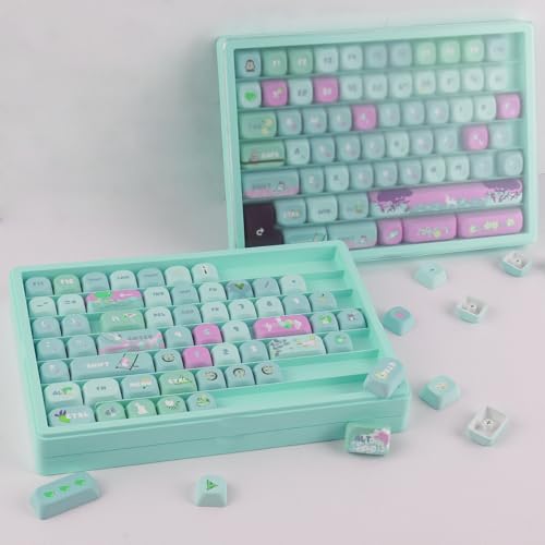 Hyekit Keycaps Storage Box, 3th Floor PBT Dustproof Display Case, 180 Keys Visible Top Cover Keycaps Collection Box for Cherry MOA XDA SA OEM MSA DSA Mao Profile Mechanical Keyboard Keycap (Green)