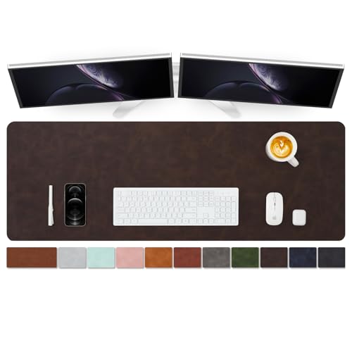 Distressed Leather Desk Mat - Non-Slip PU Desk Pad for Office and Home - Desk Organization and Accessories - Ideal for Large Mouse Pad and Desk Mats on Top of Desks(Espresso,47.2"x 17") - color: Espresso, size: 47" x 17"