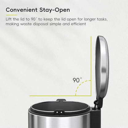 EKO Serene 5L / 1.32 Gallon Step Trash Can with Lid, Small Stainless Steel Round Garbage Can with Removable Inner Bucket, Compact Bin for Powder Rooms, Offices & Tight Bathroom Spaces. - color: Stainless Steel, size: 5L