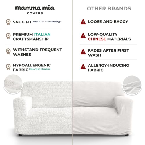 Premium Stretch Couch Covers for Sofa - Sofa Chair Cover Washable, Dogs & Pets Friendly - Elastic Polyester Loveseat Slipcovers - Non-Slip Love Seat Couch Covers - Crisp White (64"-85" Wide) - color: Crisp White, size: 64"-85" Wide