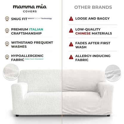 Premium Stretch Couch Covers for Sofa - Sofa Chair Cover Washable, Dogs & Pets Friendly - Elastic Polyester Loveseat Slipcovers - Non-Slip Love Seat Couch Covers - Crisp White (64"-85" Wide) - color: Crisp White, size: 64"-85" Wide