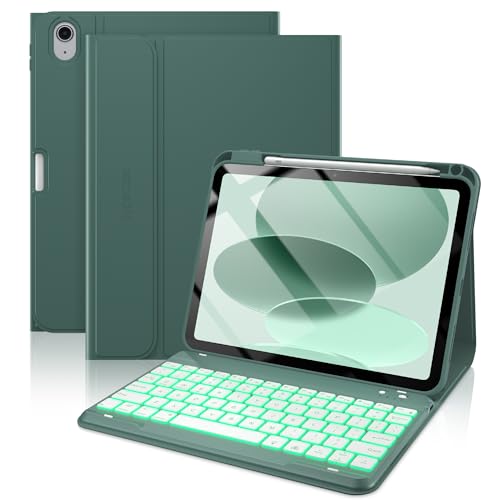 typecase Folio Keyboard Case for iPad 10th Gen 10.9 inch (2022) and iPad 11th (A16, 2025), Magnetic Wireless Detachable Keyboard, 7-Color Backlight, Thin & Light, Pencil Holder – Midnight Green - color: ‎‎‎‎‎‎‎‎‎ Midnight Green