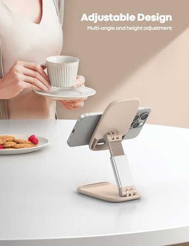 Lamicall Khaki Phone Holder for Desk - Cellphone Stand Khaki Desk Accessories Desktop Office Must Have Compatible Gifts for iPhone, Telephone Stand, 4-8'' Smartphone - color: Khaki