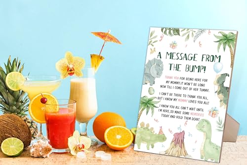 Baby Shower Game for A Message From The Bump,Wooden Baby Shower Game Sign With Stand,Dinosaur Babyshower Table Decoration,Baby Shower Welcome Sign,Party Favors Supplies,Gender Reveal Ideas,-7