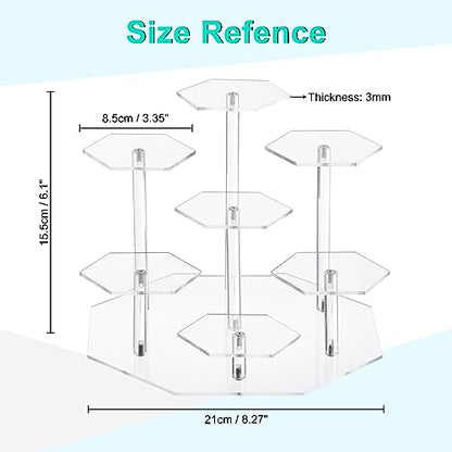UXCELL Acrylic Display Stand for Figures & Collectibles - 7-Tier Clear Acrylic Risers for Showcasing Pastry & Candy