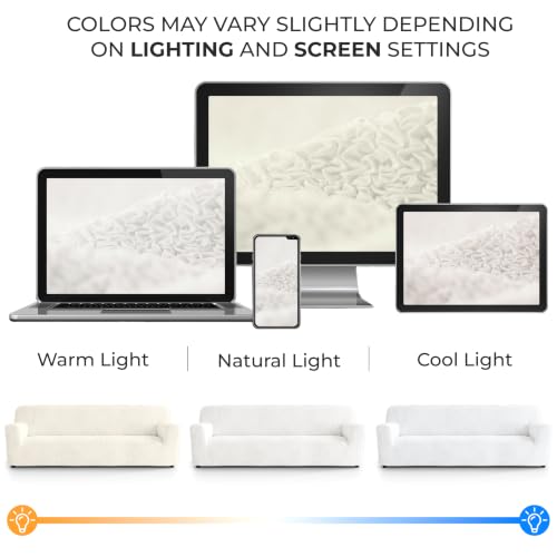 Premium Stretch Couch Covers for Sofa - Sofa Chair Cover Washable, Dogs & Pets Friendly - Elastic Polyester Loveseat Slipcovers - Non-Slip Love Seat Couch Covers - Crisp White (86"-120" Wide) - color: Crisp White, size: 86"-120" Wide