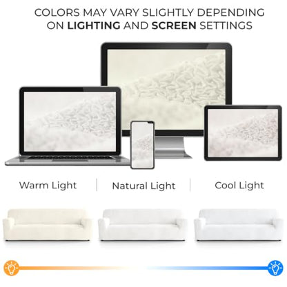 Premium Stretch Couch Covers for Sofa - Sofa Chair Cover Washable, Dogs & Pets Friendly - Elastic Polyester Loveseat Slipcovers - Non-Slip Love Seat Couch Covers - Crisp White (86"-120" Wide) - color: Crisp White, size: 86"-120" Wide