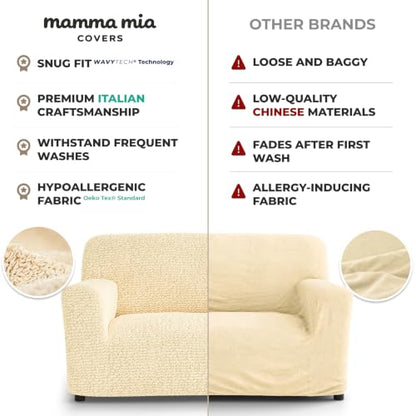 Premium Stretch Couch Covers for Sofa - Sofa Chair Cover Washable, Dogs & Pets Friendly - Elastic Polyester Loveseat Slipcovers - Non-Slip Love Seat Couch Covers - Cream (40"-63" Wide) - color: Cream, size: 40"-63" Wide