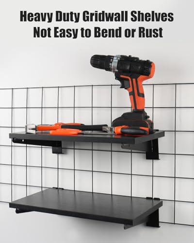 3 Pcs Gridwall Shelf with Metal Brackets, 16"x 6" Wooden Gridwall Shelves Heavy Duty Gridwall Shelving Organizer Accessories for Garage, Visualizer, Workbench and Bitchenette - style: 3PACK,16×6inch