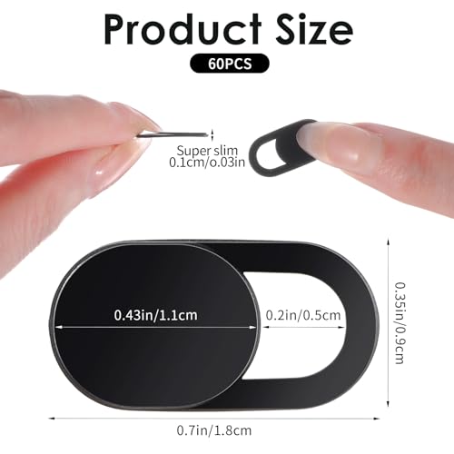 60 Pcs Camera Covers,Ultra Thin Front Camera Cover for Phone, Strong Adhensive Webcam Covers Slide Slide, Phones Cameras Cover, Black ABS Material, Protect Privacy & Security