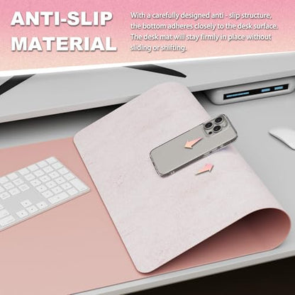 K KNODEL Leather Desk Pad Protector, Office Desk Mat, Large PVC Leather Desk Blotter, Non-Slip Mouse Pad (Pink, 15.7" x 31.5") - color: Pink, size: 15.7" x 31.5"