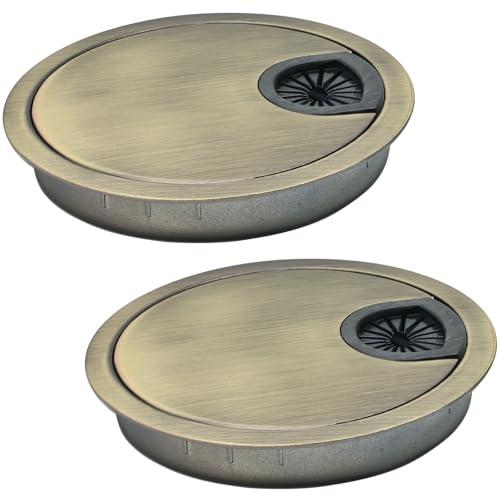 EASYEAH 2 Pcs Desk Grommet 3-1/8" / 80 mm, Desk Cord Hole Cover, Cable Grommet Metal Zinc Alloy Materilal, Desk Hole Grommet for Home & Office Pc, Detachable Cable Cord Organizer-Bronze - color: Bronze 2pcs, size: 3-1/8" / 80 mm
