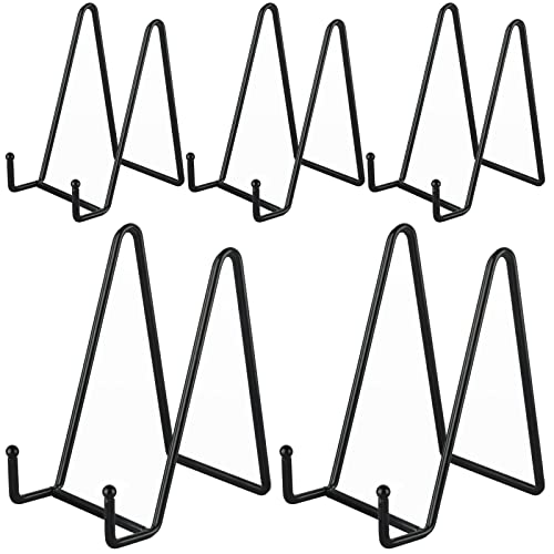 IBosins 5 Pack 6 Inch Plate Holder Display Stands, Metal Black Frame Stand for Picture, Book, Photo Easel, Creation, Collectibles - color: Black, size: 6 Inch