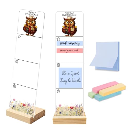 Sticky Note Holder Acrylic Monitor Memo Board Desk Organizers Desk Decor Post It Note Holder Mentally Overbooked Chaos Manager Owl Funny Busy Office Desk Sign - color: Acrylic 20