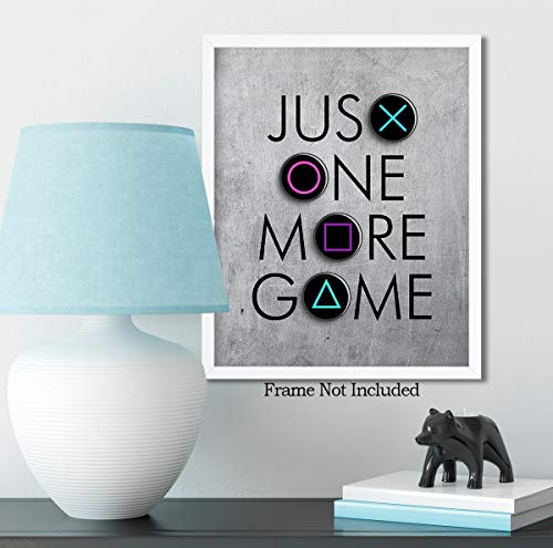 Govivo Just One More Game - Wall Decor Art Print with a gray background - 8x10 unframed gaming-themed artwork printed on photograph paper