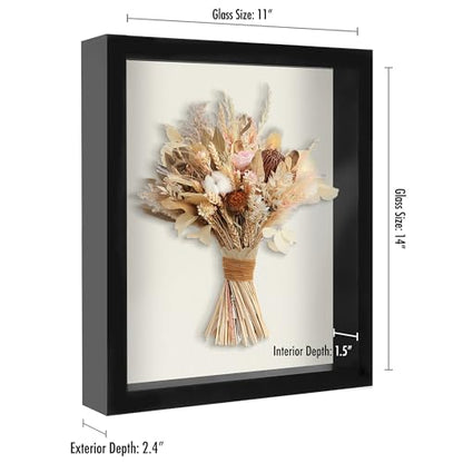 Americanflat 11x14 Shadow Box Frame with Shatter-Resistant Glass - Silhouette Collection - Large Shadow Box Display Case for Tabletop and Wall Display - Black with Soft Felt Back - color: Black, size: 11x14