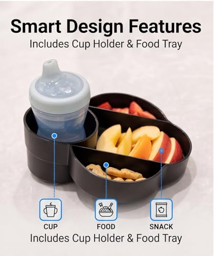 2PCS Toddler Car Seat Snack Tray, Detachable Cup Holder Replacement Compatible with Safety 1st EverFit & Grow and Go Car Seat, Anti-Slip Food Storage Tray, BPA-Free, Anti-Slip Car Seat Accessory