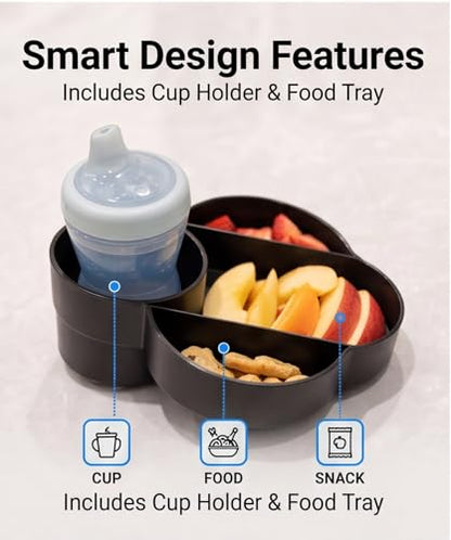 2PCS Toddler Car Seat Snack Tray, Detachable Cup Holder Replacement Compatible with Safety 1st EverFit & Grow and Go Car Seat, Anti-Slip Food Storage Tray, BPA-Free, Anti-Slip Car Seat Accessory