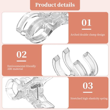 10 Pack Clear Balloon Arch Clips, Transparent Backdrop Spring Clamps, 3.5inch Small Plastic Spring Clamps for Balloon Arch, Birthday Wedding Decorations, Photography Studios and Clothing
