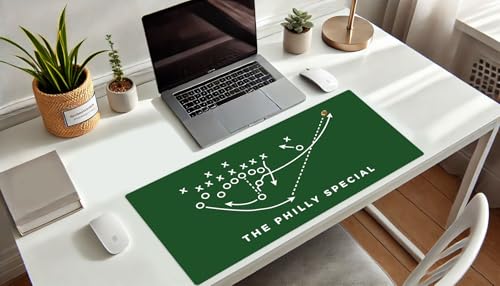 French KOKO Large Philadelphia Football Desk Mat 36" x 16.5" – XL Desk Pad Mat Featuring the Philly Special Play, Oversized Mouse Pad Protector, for Men, Teen Boys, Dad, Office - color: Philly Football: Philly Special, size: 16.5" x 36"