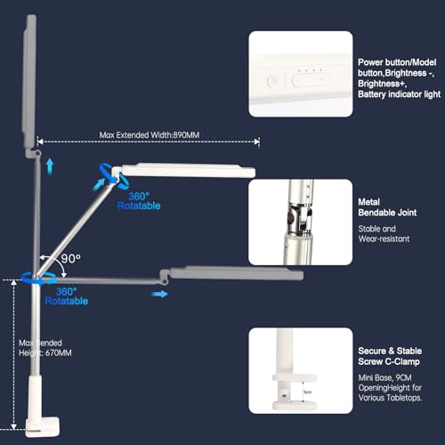 Gift Rechargeable Overhead Video Conference Light for Desk with 3 Models 5 Brightness Levels,Built-in 3600mAh Battery Can be Used for Tiktok,Video Recording,Zoom Meeting,YouTube and Live Broadcast