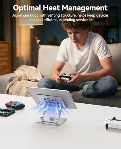 ORICO 360° Rotating Tablet Stand, Height Adjustable Aluminum Alloy Holder for Desk, Foldable Design for iPad Pro/Air/Mini up to 12.9", Samsung Galaxy Tab, Kindle & Switch - FB2, Silver - color: Silver