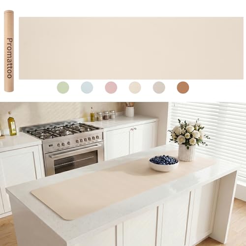 Extra Large Silicone Mat for Countertop & Table with Gift Tube Packaging, Thickened Non-Slip Heat Resistant Table Protector, Cuttable Waterproof Kitchen Prep & Kids Craft Mat - color: Warm Beige, size: 72"L x 16"W