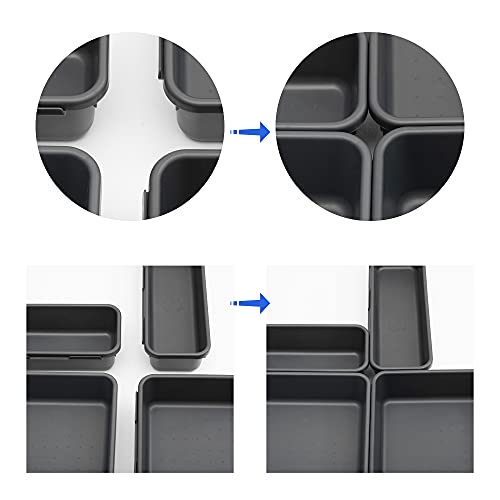 Gonice 13 PCS Drawer Organizer Tray, Interlocking Office Desk Drawer Storage, Black Plastic Organizer Bins for Office Supplies and Tools, Desk Drawer Organizer for Bathroom and Kitchen - size: 13 PCS black