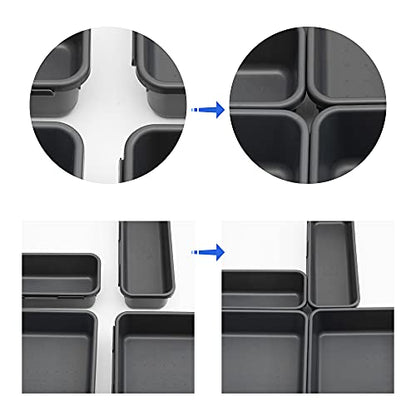 Gonice 13 PCS Drawer Organizer Tray, Interlocking Office Desk Drawer Storage, Black Plastic Organizer Bins for Office Supplies and Tools, Desk Drawer Organizer for Bathroom and Kitchen - size: 13 PCS black