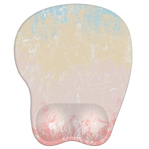 Mouse Pad with Wrist Rest Ergonomic Mouse Pad with Comfortable M-Shape Pain Relief Wrist Support Non-Slip PU Base Mousepad for Laptop, Office & Home (Pretty Pink Painting) - color: Pretty Pink Painting