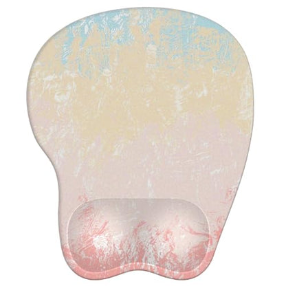 Mouse Pad with Wrist Rest Ergonomic Mouse Pad with Comfortable M-Shape Pain Relief Wrist Support Non-Slip PU Base Mousepad for Laptop, Office & Home (Pretty Pink Painting) - color: Pretty Pink Painting