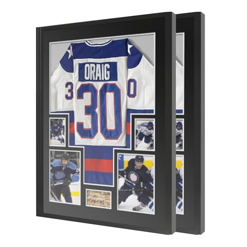 2 Pack Aluminum Jersey Display Frame Case Large Shadow Box Jersey Frame with Photo Slots 98% UV Protection Clear Acrylic for Football, Hockey, Basketball, Baseball Shirt Ideal Gift for Sports Fans - color: 2 Pack Jersey Frame