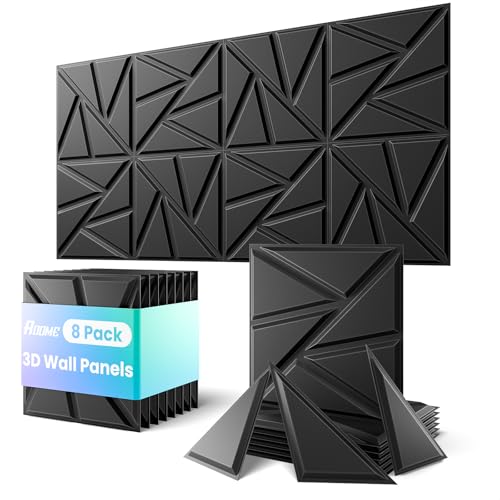 ROOME 12"x12" 3D Decorative Panels, Cuttable and DIY-Friendly Upgraded uPVC Fire-Resistant Wall Panel, Modern Wall Art Panels for Living Room, Lobby, Office, Game Room, Black, 8-Pack - color: Black, size: 8 Pack (7.7 Sq.Ft.)