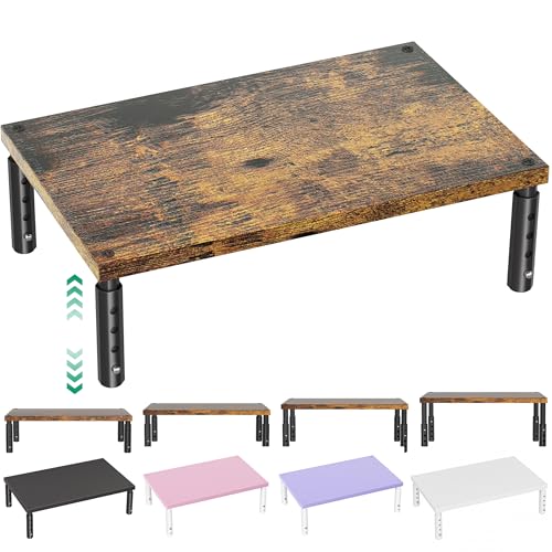 OPNICE Adjustable Monitor Stand Riser for Desk, Computer & Laptop Stand, Desk Organizers and Accessories, Office Desk Accessories & Workspace Organizer for Home Office, Brown Wood - color: Brown Wood