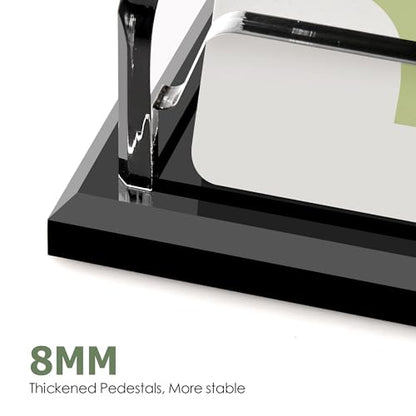 SANRUI Black Business Card Holder for Desk 6 Slot , Clear Acrylic Horizontal Name Card Stand for Women and Men, Desktop Organizer Display for Office Home Exhibition - 360 Card Capacity 1 Pack