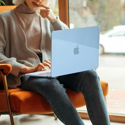 EooCoo Case Compatible with MacBook Air 13 inch M5 2026-2022 Release M4 M3 M2 A3449 A3240 A3113 A2681, Hard Shell&Keyboard Skin Cover&Screen Protector for Mac Air 13.6 inch, Gloss SkyBlue - color: Gloss Skyblue