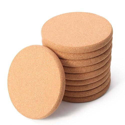 10 Pcs Cork Coasters, Cork Coasters for Drinks, Extra Thick Cork Coaster Set for Cups Mugs Wine Glasses, Non-Slip Coasters for Tabletop Protection - size: 0.39 inches thickness