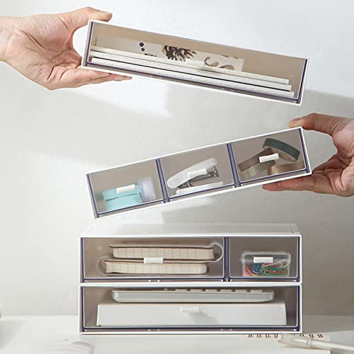 Desk Organizer with Drawers Stackable Storage Drawers, Plastic Compact Desk Storage Box Great for Office School Home Small Space- 1drawers (White) - size: 9*6.5*2inch - 1 Compartment