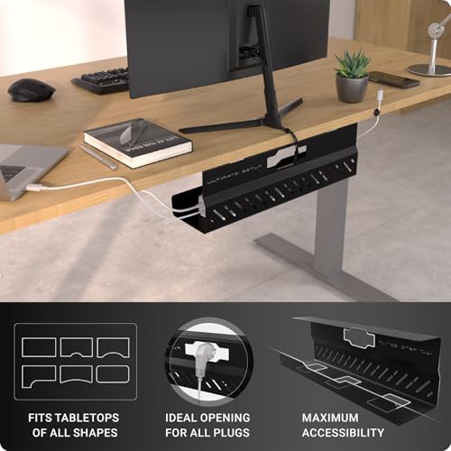 Under Desk Cable Management Tray no Drill – Wire Management - Cord Organizer – Huge Load Capacity – Under Desk Cable Tray no Drill (Black, 1 Piece Set) - color: Black, size: 1 piece set