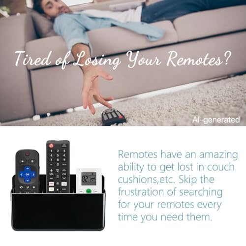3 Slot Adjustable Remote Control Holder Wall Mount, TV Remote Box Hollow Bottom Slot Easy Phone Charging, Self Adhesive Remote Holder,Wall Pen Holder Storage Accessories for Home Office School (Black) - color: Black
