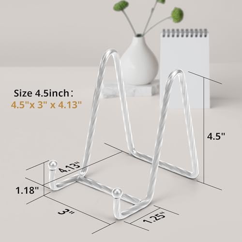 3 Pack 4.5inch YCLYC Picture Stands for Display, Silver Metal Plate Stands for Display - Decorative Plate Stand, Plate Holder Display Stand, Picture Frame Stand - Plate Display Stands for Picture Stand - color: Silver, size: 4.5 inch(3 pack)