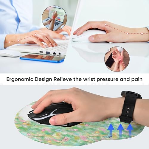 RICHEN Ergonomic Mouse Pad with Wrist Support,Non-Slip Rubber Base for Computer Laptop & Mac,Lightweight Rest for Home,Office & Travel (Green and Buttflies) - color: Green and Buttflies