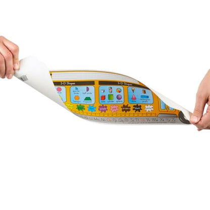 Really Good Stuff 24PK Zaner-Bloser Bus Shaped Self-Adhesive Vinyl Desktop Reference Nameplate with Alphabet, Numbers, 2-D 3-D Shapes, Colors, Left Right Directions, Number Line, 120-Grid - color: School Bus