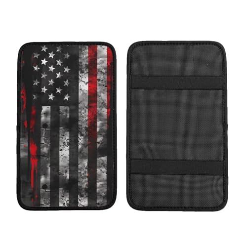 Car Armrest Box Pad American US Flags Car Center Console Cover Pad Black and Red Auto Armrest Cover for Most Vehicle, SUV, Truck Universal Arm Rest Cushion Pads - color: Flags