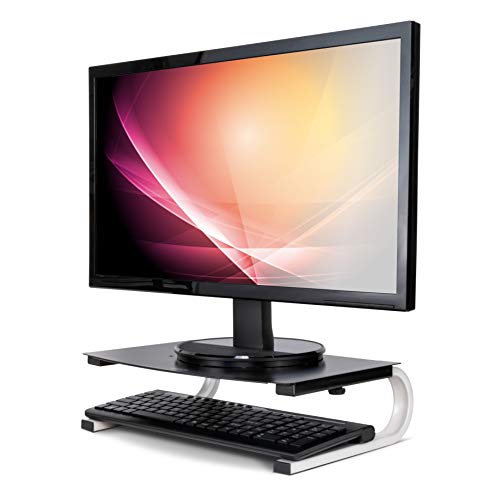 Allsop Redmond Monitor Stand, Holds 40 lbs with Keyboard Storage Space - Black (29248) - style: Monitor Stand