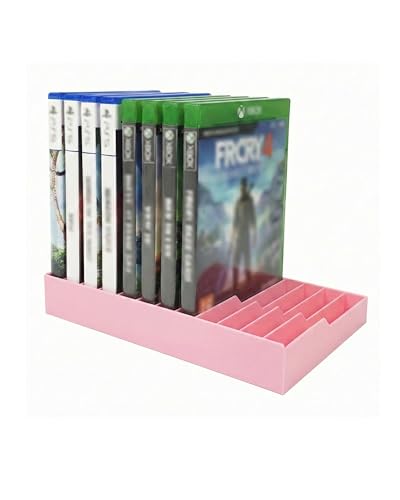 Video Game Storage Tower for PS5 / PS4 / Xbox Series X/Xbox One Game Cases, 12-Disc Capacity DVD & Blu-Ray Organizer Stand, Anti-Slip ABS Desktop Rack, No Assembly Required (1, Pink) - color: Pink