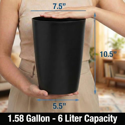 Mini Waste Basket - Durable Small Plastic Garbage Trash Can Bin - Lidless Open-Top, Slim Profile for Compact Spaces - Suitable for Home, Bathroom, Office, Bedroom, Kitchen and More, Black - color: Black