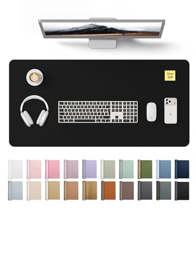 YSAGi Leather Desk Protector, Office Mat, Large Mouse Mat, Non-Slip PU Leather Blotter, Laptop Desk Mat, Waterproof Writing Pad for Office and Home (Black, 31.5" x 15.8") - color: Black, size: 31.5" x 15.8"