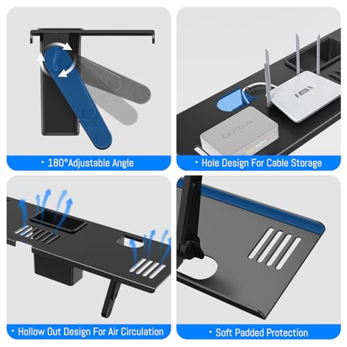 CABTE Adjustable Steel TV Top Shelf, Floating TV Stand, Universal Monitor Shelf for Soundbar, Game Console, Cable Box, Router Shelves (33.86"x4.7" with Boxes) - style: 33.86"x4.7" with boxes